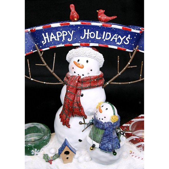 Yankee Candle Snowmen Happy Holidays Tea Light Holder Decorative Winter Seasonal - Picture 2 of 10